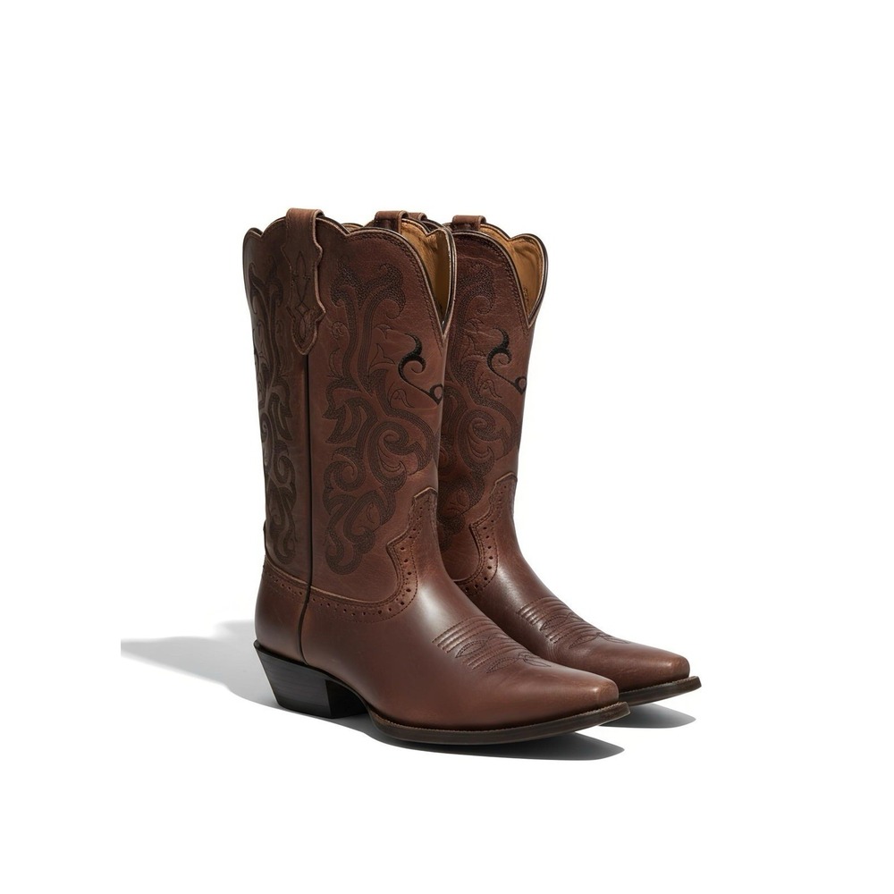 Justin Boots Dark‎ Brown Mustang Cowhide Leather Style L2559 Women's Size 10